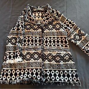 Cost Plus World Market Black and Cream Geometric Cape